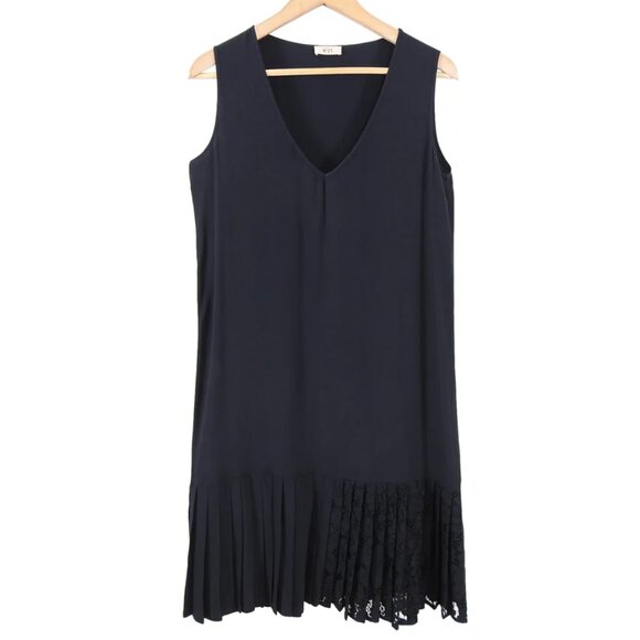 No 21 Numero Ventuno Black Knit 2 in 1 Sweater Dress w Pleat Trim - Picture 6 of 13